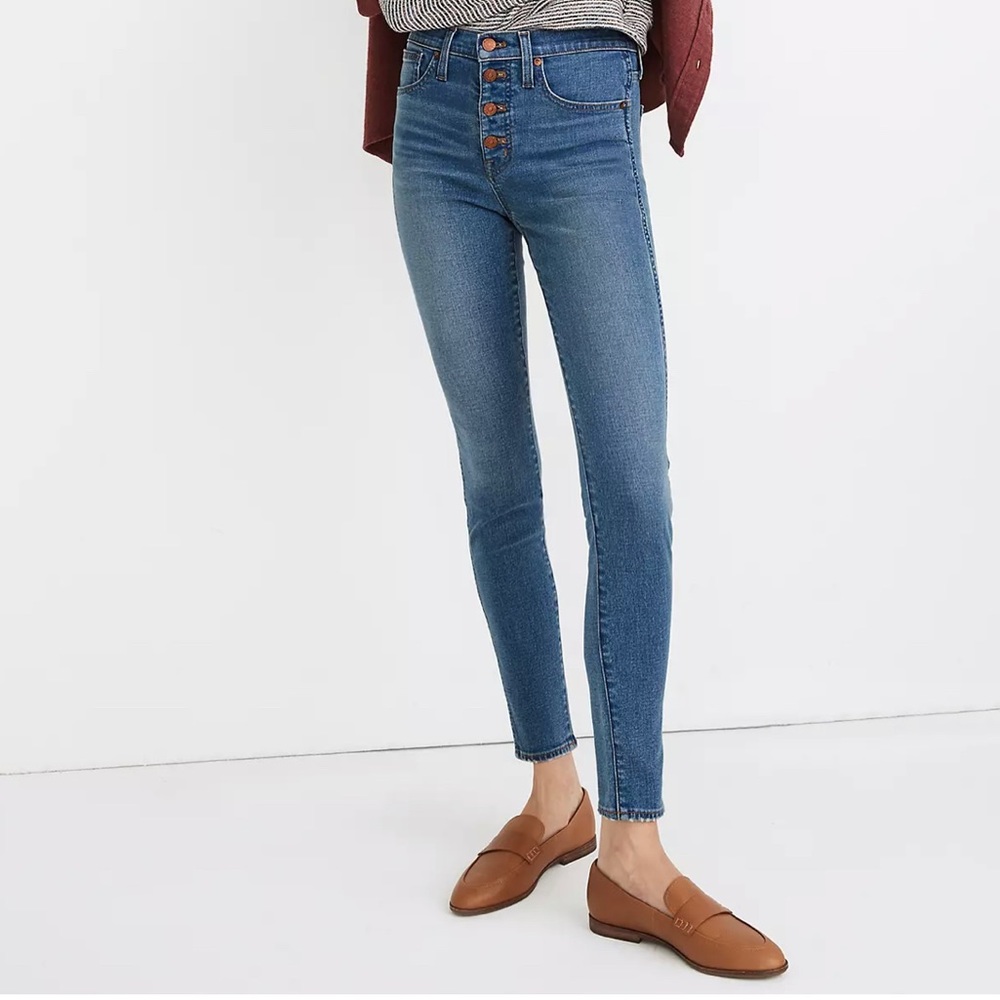 Madewell 10" High-Rise Skinny Jeans in Button-Front